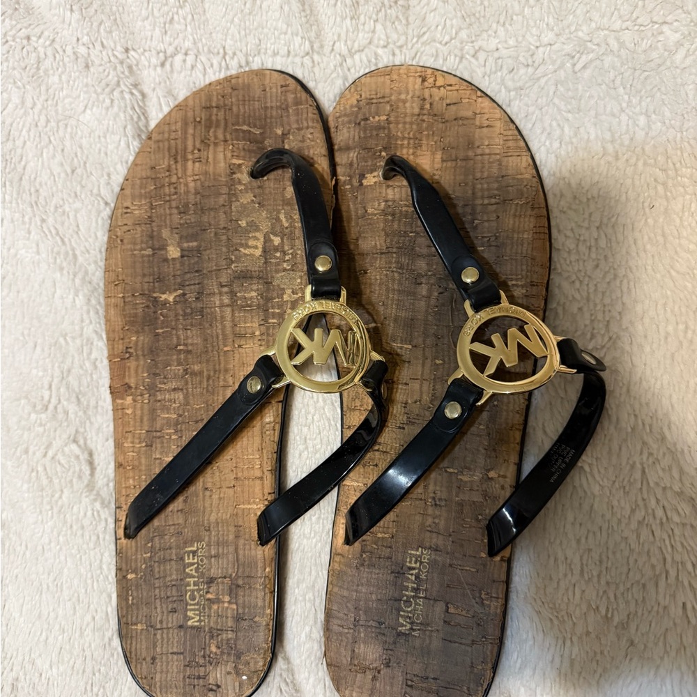 Michael Kors Black and Gold Sandals